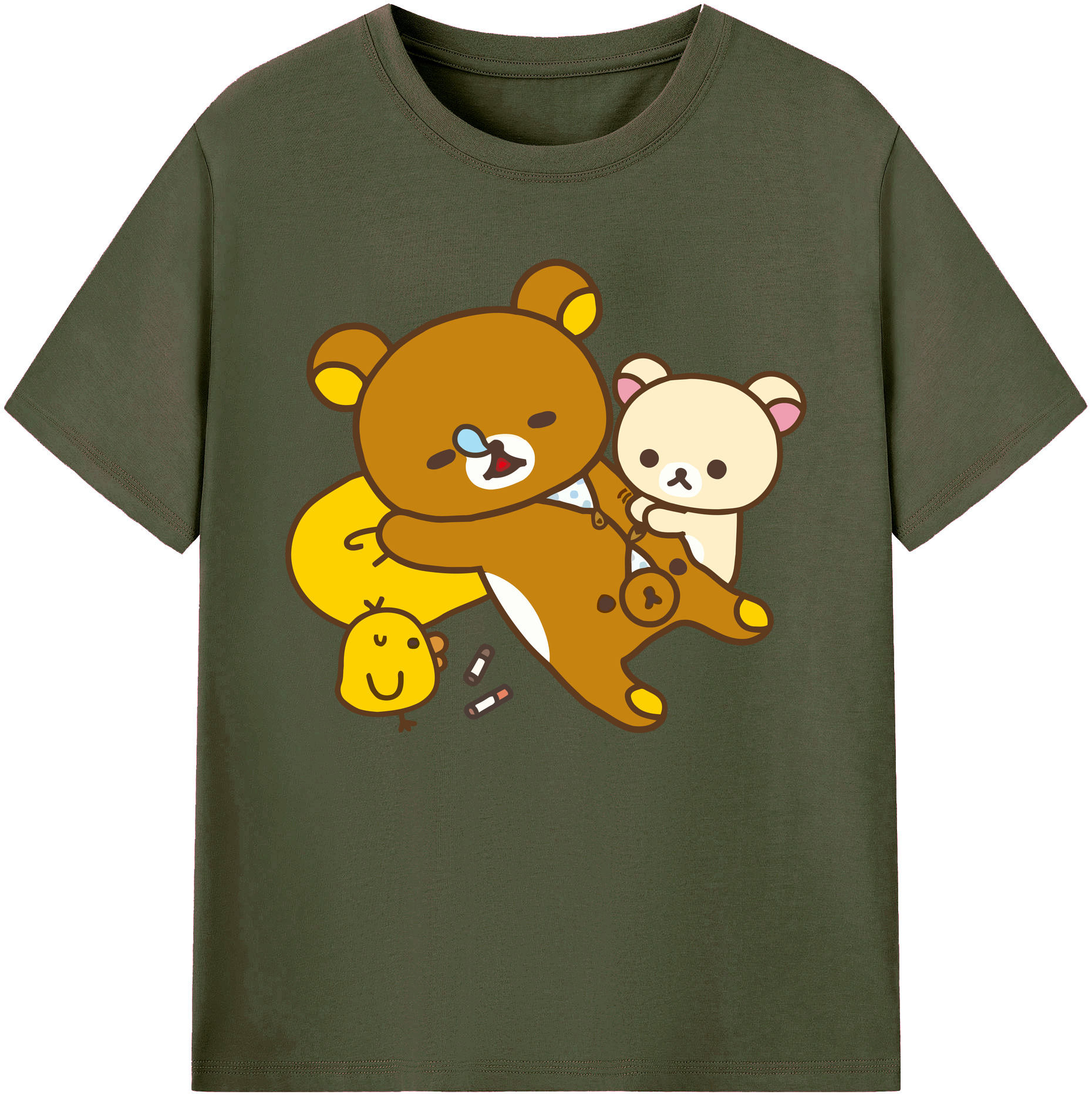 （画像用） リラックマ リラックマ キイロイトリ Rilakkuma Korilakkuma Kiiroitori 綿100％ メンズ半袖Tシャツ｜肌触りやわらか＆通気性